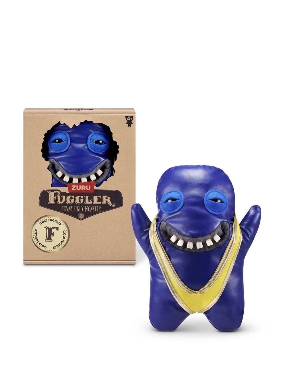 Zuru Fuggler Gold Fuggs Shameless Goof Blue Funny Ugly Monster Plush Toy 9 Inch